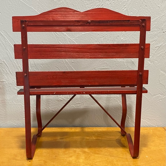 Decorative Red Wooden Doll-Size Bench - Picture 4 of 9